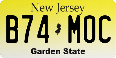 NJ license plate B74MOC