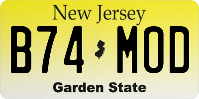 NJ license plate B74MOD
