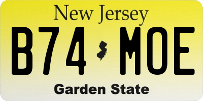 NJ license plate B74MOE