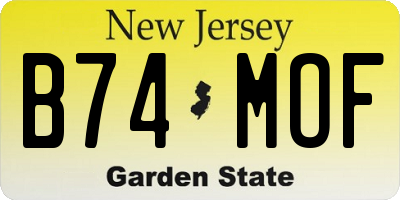 NJ license plate B74MOF