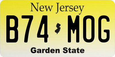 NJ license plate B74MOG