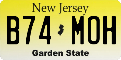 NJ license plate B74MOH
