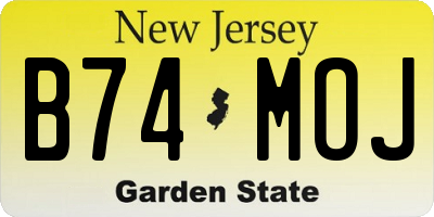 NJ license plate B74MOJ