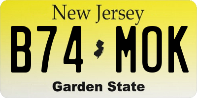 NJ license plate B74MOK