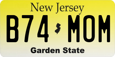 NJ license plate B74MOM