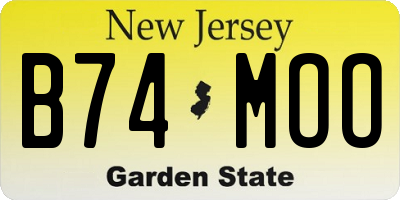 NJ license plate B74MOO