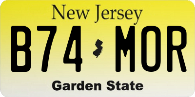 NJ license plate B74MOR