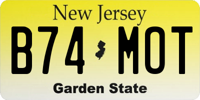 NJ license plate B74MOT