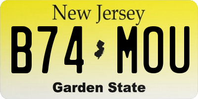 NJ license plate B74MOU