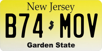 NJ license plate B74MOV