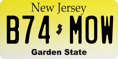 NJ license plate B74MOW