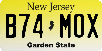 NJ license plate B74MOX