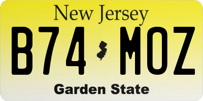 NJ license plate B74MOZ