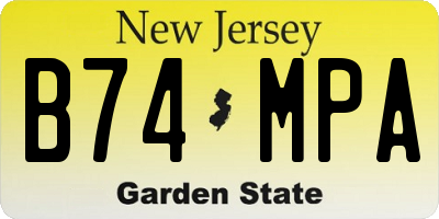 NJ license plate B74MPA