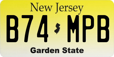 NJ license plate B74MPB