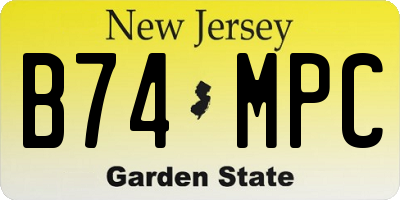 NJ license plate B74MPC