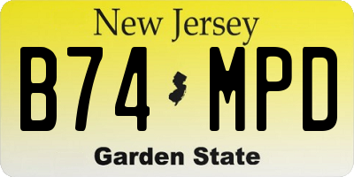 NJ license plate B74MPD