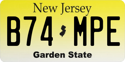 NJ license plate B74MPE
