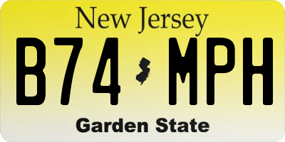 NJ license plate B74MPH