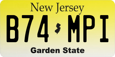 NJ license plate B74MPI