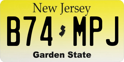 NJ license plate B74MPJ
