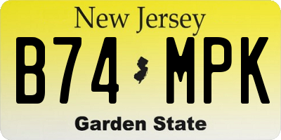NJ license plate B74MPK