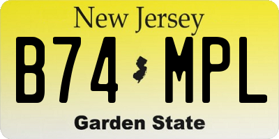 NJ license plate B74MPL