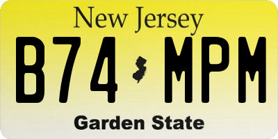 NJ license plate B74MPM