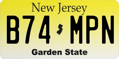 NJ license plate B74MPN