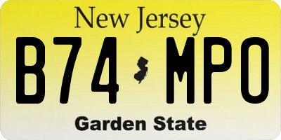 NJ license plate B74MPO