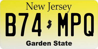 NJ license plate B74MPQ