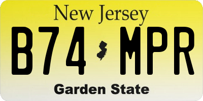 NJ license plate B74MPR