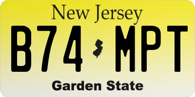 NJ license plate B74MPT