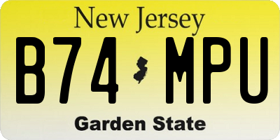 NJ license plate B74MPU