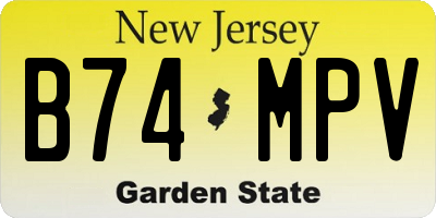 NJ license plate B74MPV