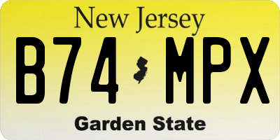NJ license plate B74MPX