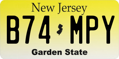 NJ license plate B74MPY