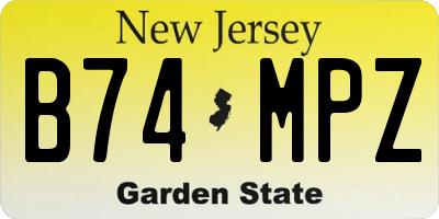 NJ license plate B74MPZ