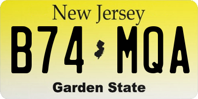 NJ license plate B74MQA