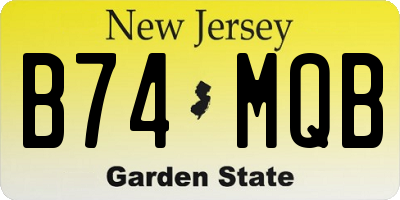 NJ license plate B74MQB