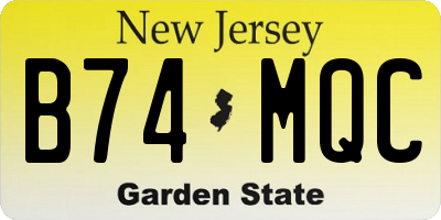 NJ license plate B74MQC