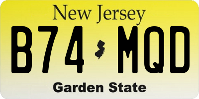 NJ license plate B74MQD