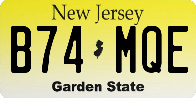 NJ license plate B74MQE