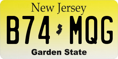 NJ license plate B74MQG