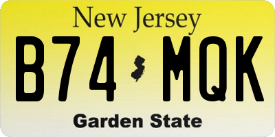NJ license plate B74MQK