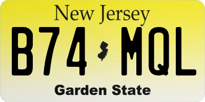 NJ license plate B74MQL