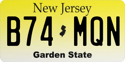 NJ license plate B74MQN