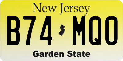 NJ license plate B74MQO