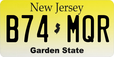 NJ license plate B74MQR