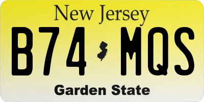 NJ license plate B74MQS